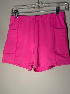 ATTARCO High-Rise Athletic Shorts with Side Pockets — Hot Pink. SKU AB212-112